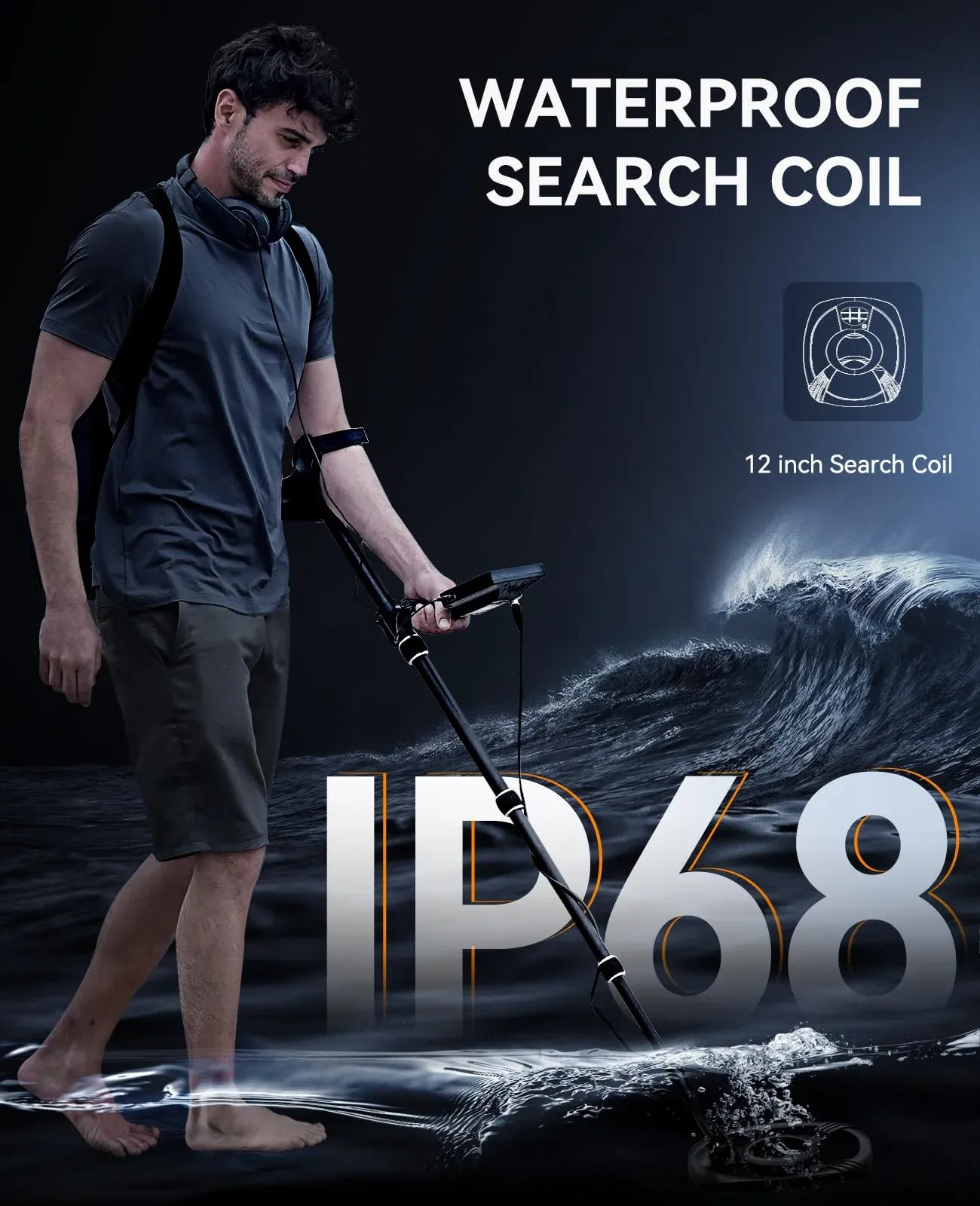 SUNPOW metal detector in use on a UK beach at low tide